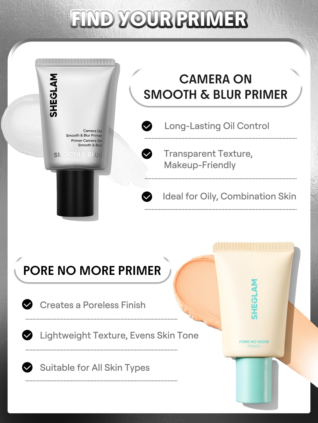 SHEGLAM Camera On Smooth & Blur Primer opaco Makeup Base Smoothing Primer per pelle liscia Pore Minimizer di lunga durata - 4