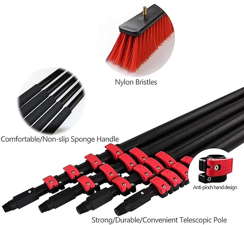 Miniatura 4 de DARZYS Solar Panel Cleaning Brush Washing Set Equipment Telescopic Extension Pole Cleaning Kit Window Clean for Window Cleaning, Photovoltaic Panel