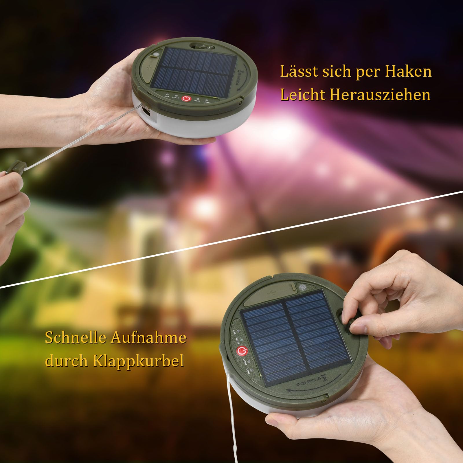 Guirlande Lumineuse Escamotable 10M Camping Rechargeable - 4 En 1 Lanterne Portable