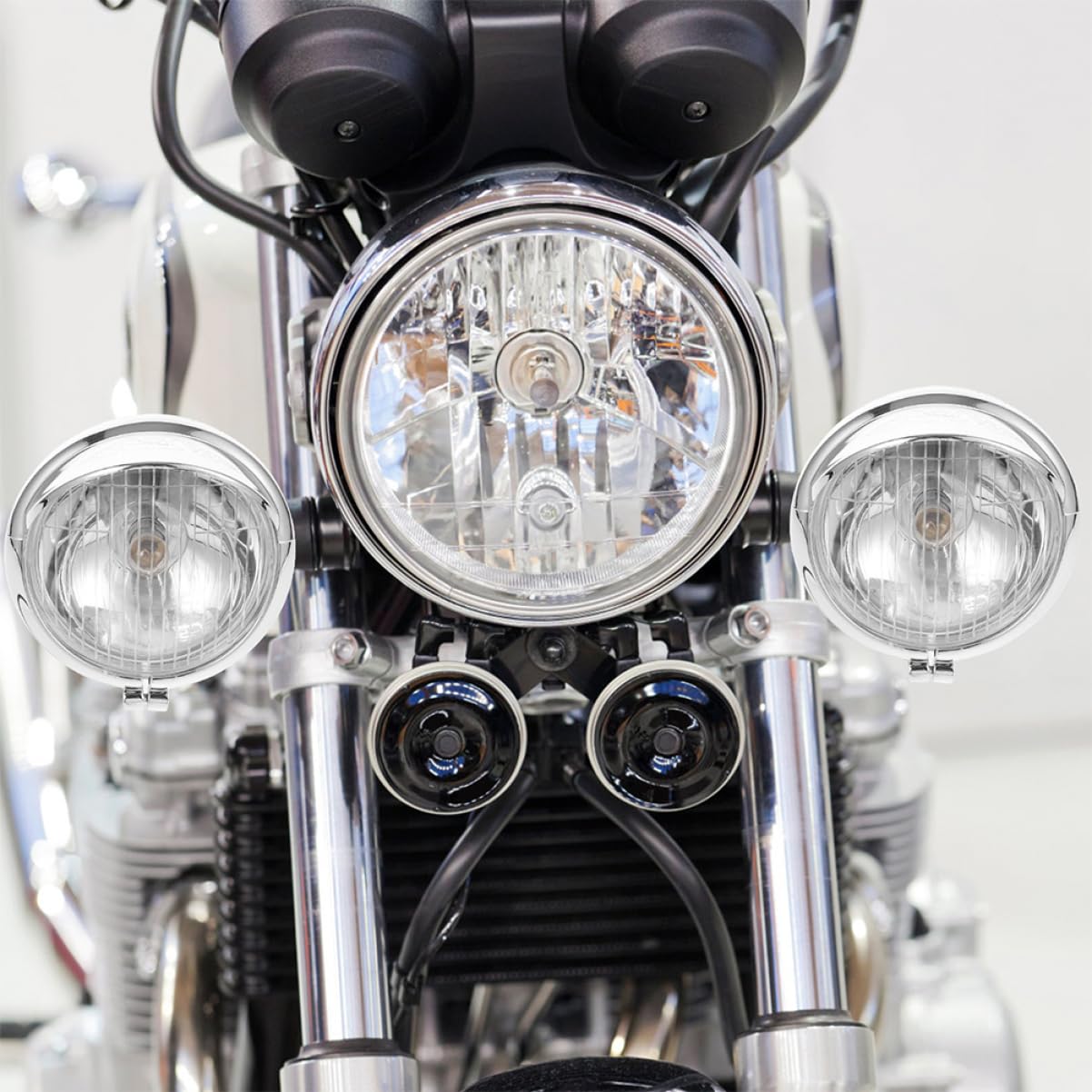 Fendinebbia per Moto 2pezzi in Abs Argento Vintage Retro per Varie Condizioni Climatiche e Scarsa Illuminazione Funzione di Maggiore Visibilità e Protezione