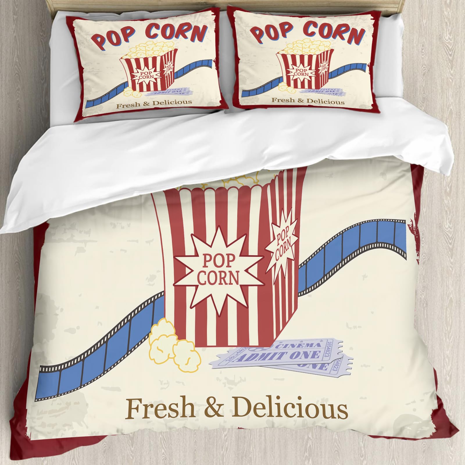 Parure de lit cinéma et popcorn pour soirée film au chaud