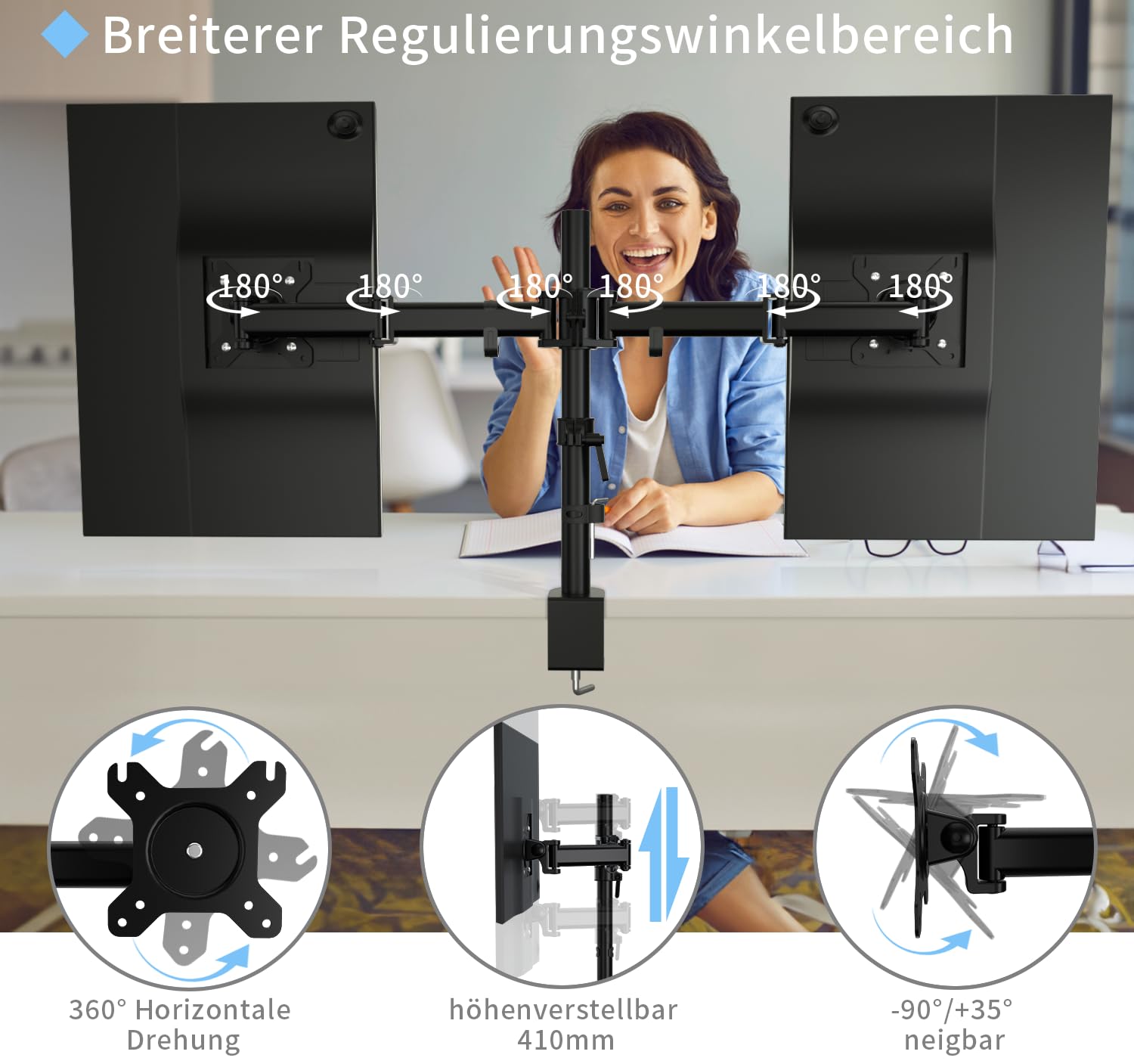 HFTEK Full Motion Series D Table Stand Desk Mount Hf28db HFTEK Full Motion Series D Table Stand Desk Mount Hf28db