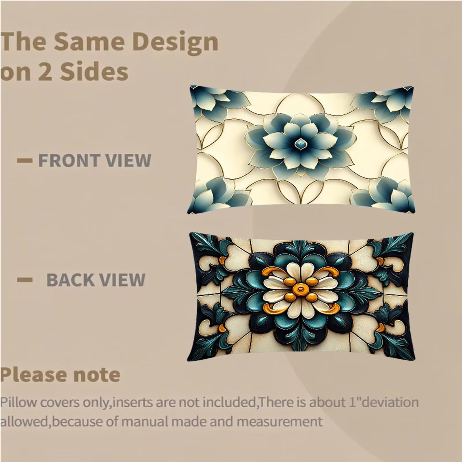 Federe Cuscino 60x80 Set di 2, Nordico Federe Cuscini Divano Lino, Rettangolari Copricuscini 60x80cm Con Cerniera Invisibile, Copricuscino per Camera Letto Casa Decorazioni Regalo, Boemia 1-4047