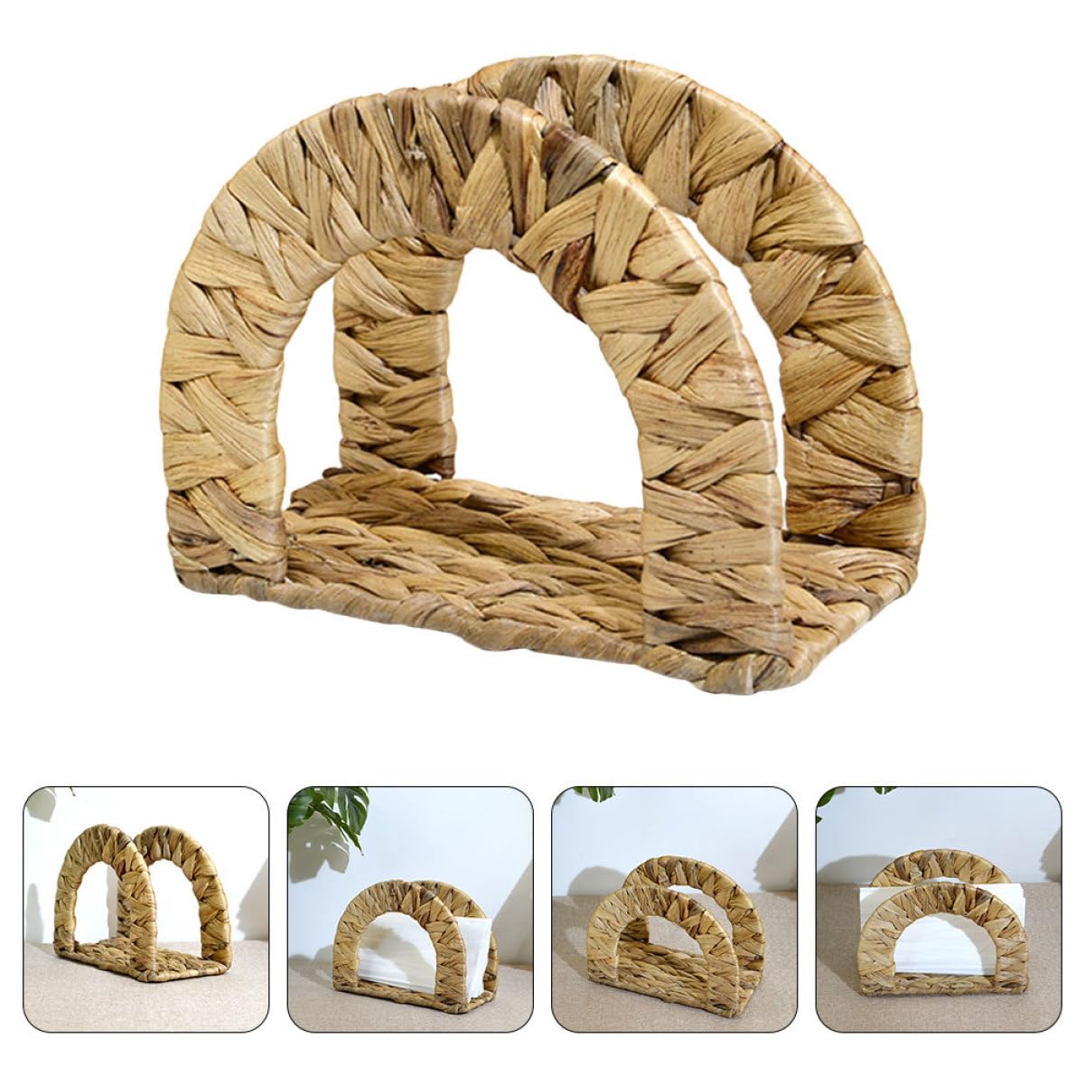 Servilletero de Mesa Tejido en Gourd Grass Beige, Elegante y Simple