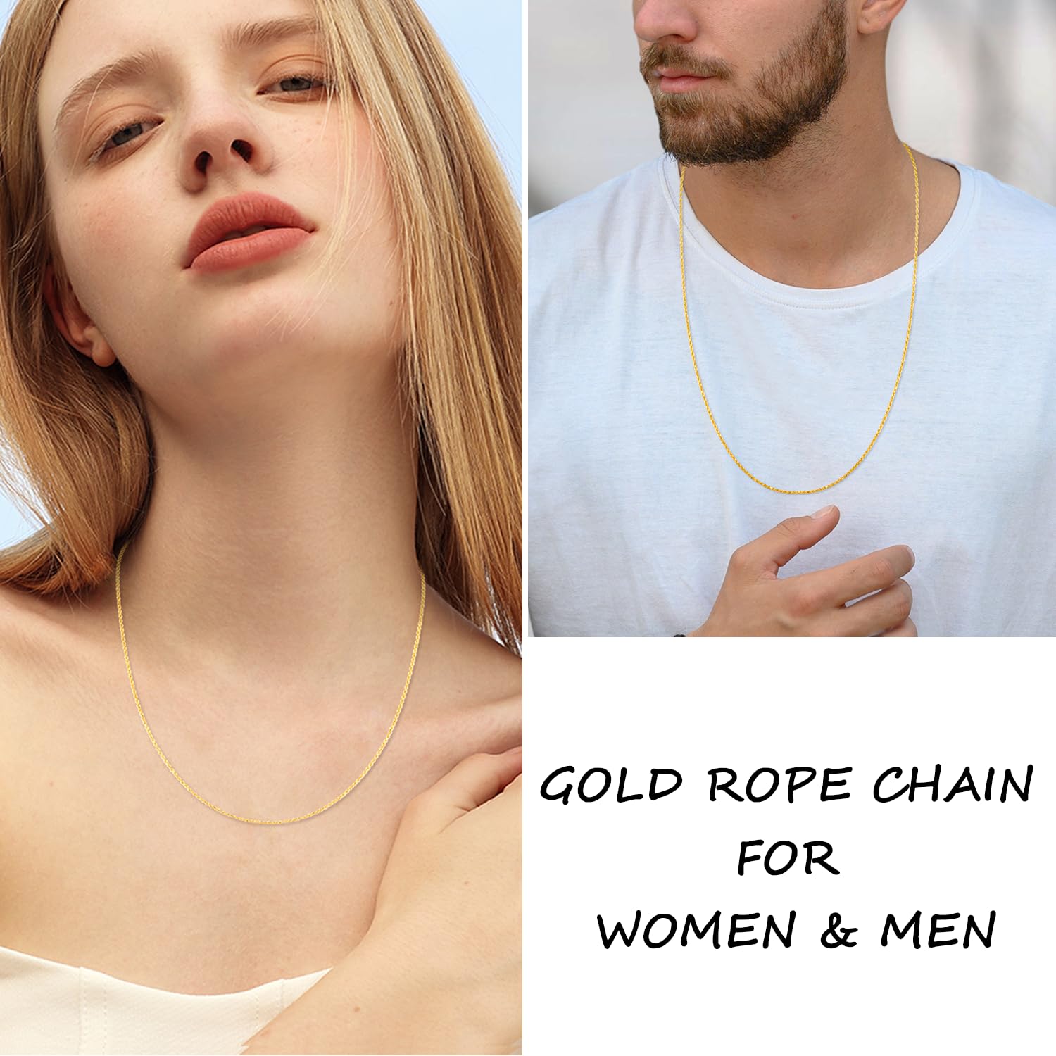 20 Inch Gold Necklace For Women Jewlpire 18K Gold Over Sterling