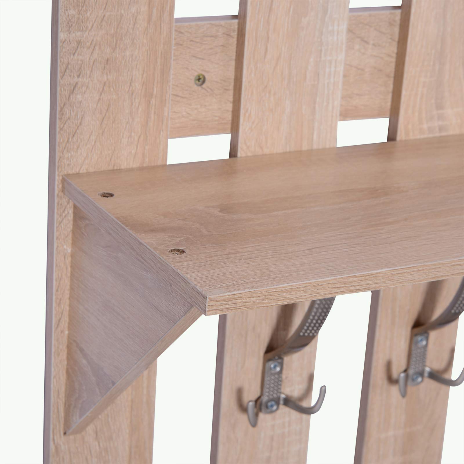HOMCOM Set Arredo Guardaroba 3 in 1 con Specchio e Scarpiera da Ingresso Pannello Truciolare 90 x 21.5 x 116cm Quercia