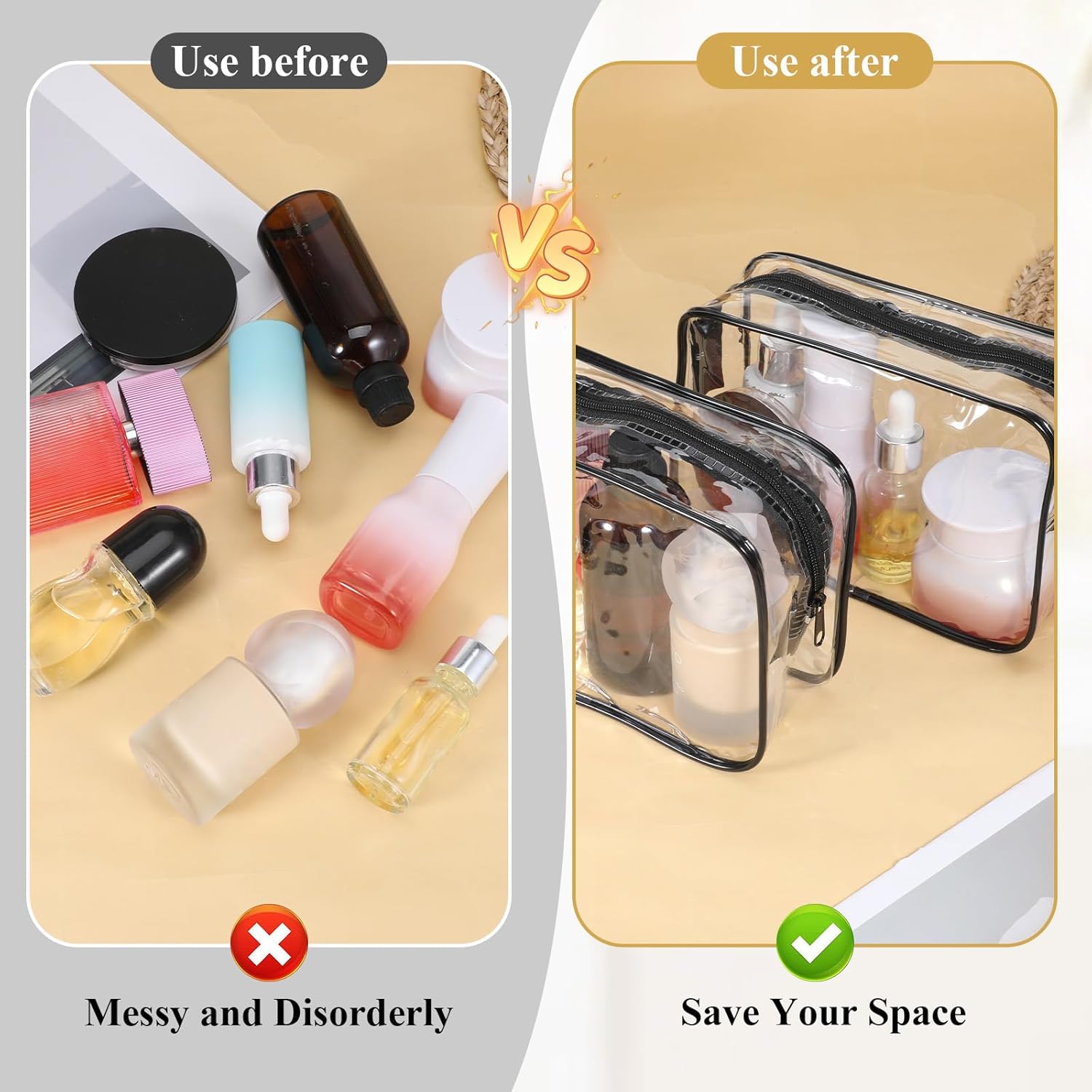 36Pcs Clear Makeup Bags with Zipper, TSA Approved Cosmetic Bags Bulk for Travel Waterproof Toiletry Zipper Pouches Portable PVC Plastic Organizer Bag for Women Men - Image 4