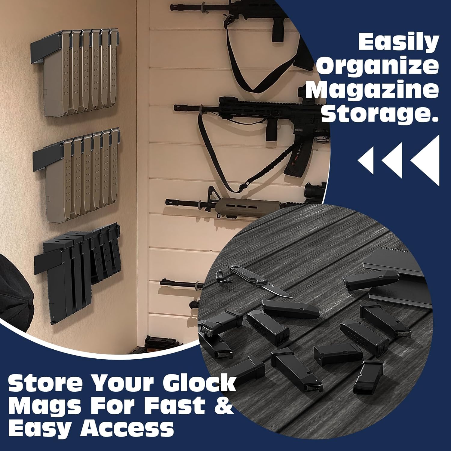 Magazine Holder for Glok 17 19 22 23 26 31 32 33 34 | Single Stacks | Pmags, Gun Safe Accessories Mag Storage Mount, Magazine Extension Fit for Glok 17 19 Accessories