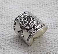 Handmade 95% Pure Sterling Silver Mandala Ring - Adjustable Boho Tribal Sun Cuff, Sizes 5-12, Thumb Ring Fit