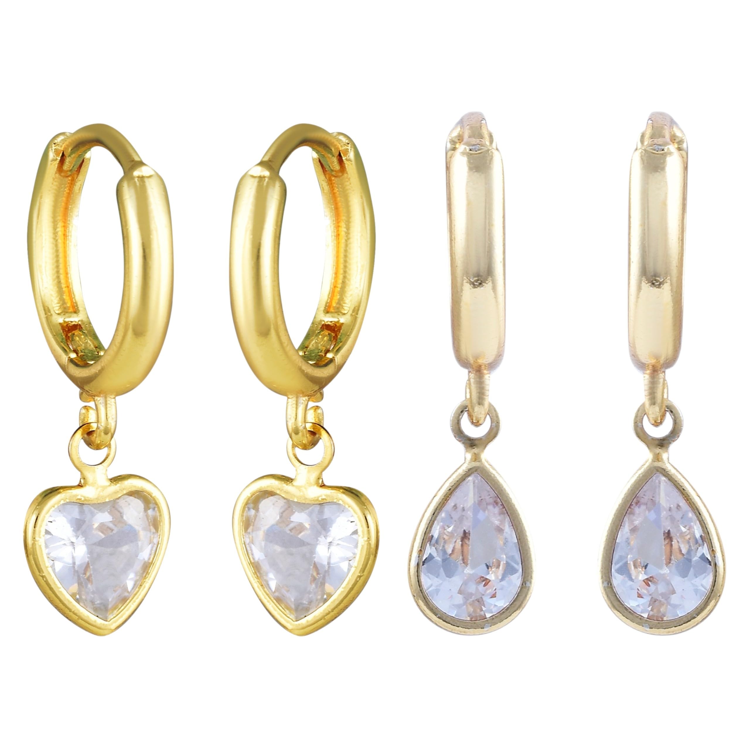 Vivastri Premium Gold Plated Alloy CZ Drop-Hoop Earring Combo for Women Pack of 2 - VIVA2942-2861ERG-image-14