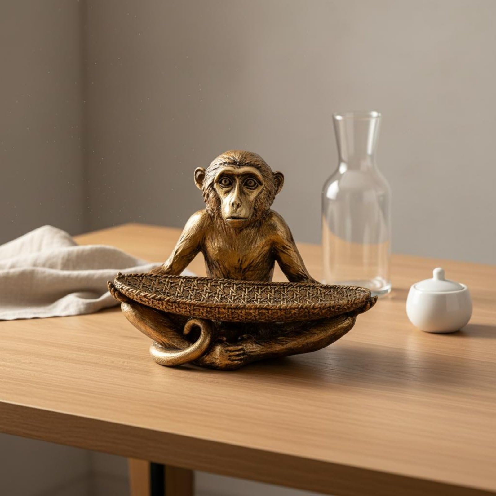 Bandeja Mono Decorativa Joyero Organizador Centro de Mesa Frutero con Silueta Lúdica y Figura Artística Esculpida para Guardar Pequeños Objetos y