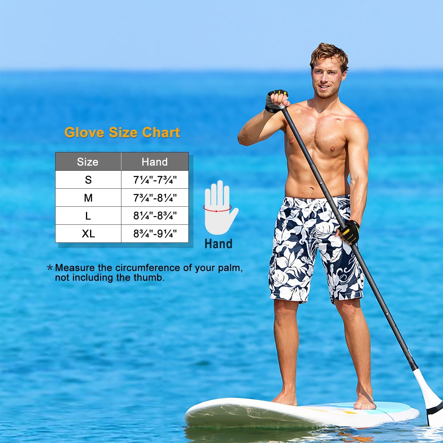 FitsT4 Sports Guanti da surf 3/4 dita imbottiti antiscivolo per sci nautico canoa, windsurf, kiteboard, vela, kayak, SUP Stand Up Paddling. per uomini, donne e bambini