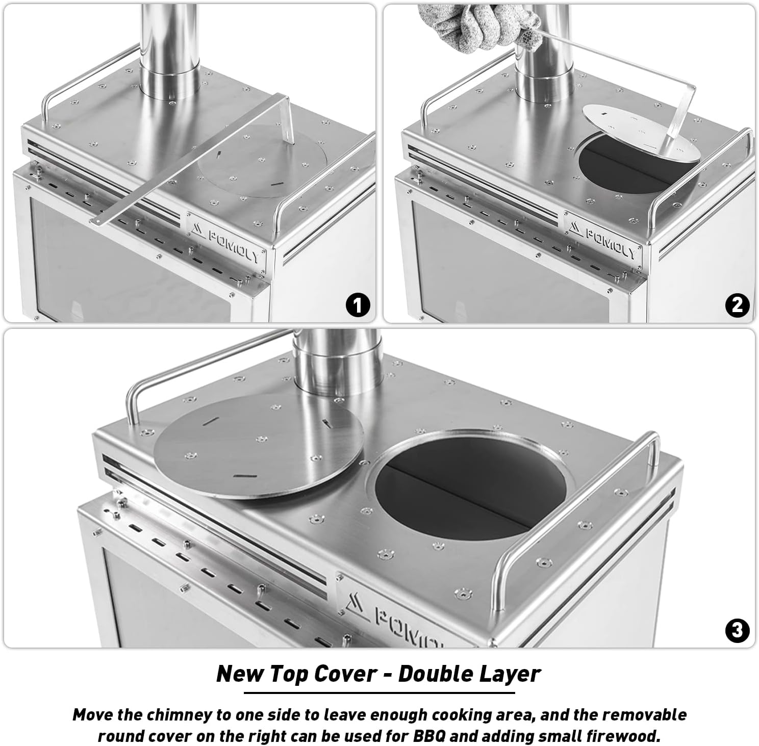 POMOLY Camping Tent Stove Wood Stove, Dweller Max 2.0 Stainless Steel Wood Burning Stove for Hiking, Cooking, Heating