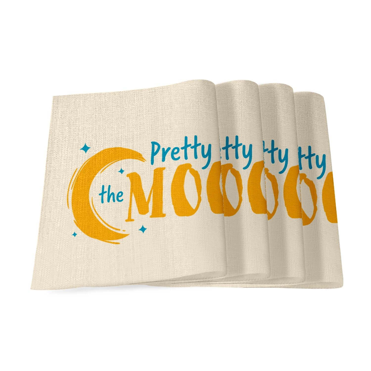 Sets de table en lin astronaute cute grand format 40x28.5 cm pour enfant lot de 4