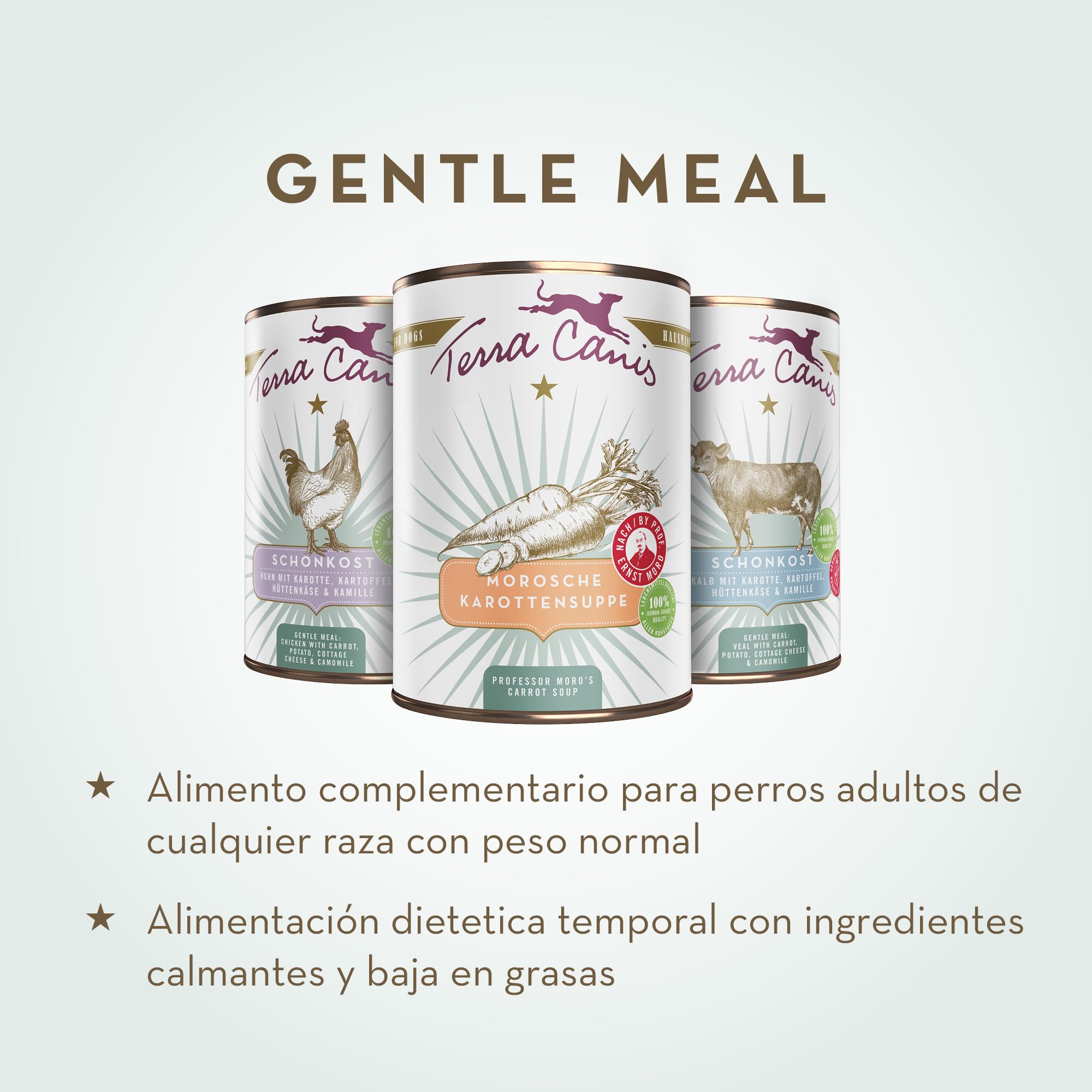 Terra Canis Pollo, Zanahoria y Requesón - alimento gástrico e intestinal, 6x800 g I Ideal para Problemas gastrointestinales Agudos | Ingredientes 100% Human-Grade | sin Cereales