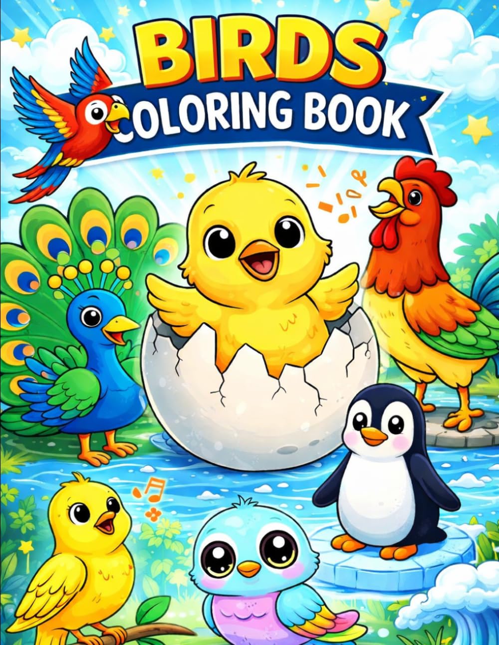 Bird Coloring Book for Kids: Fun and Easy Coloring Pages of Cute, Wild & Colorful Birds for Boys and Girls | Relaxing Activity Book for Toddlers & Beginners