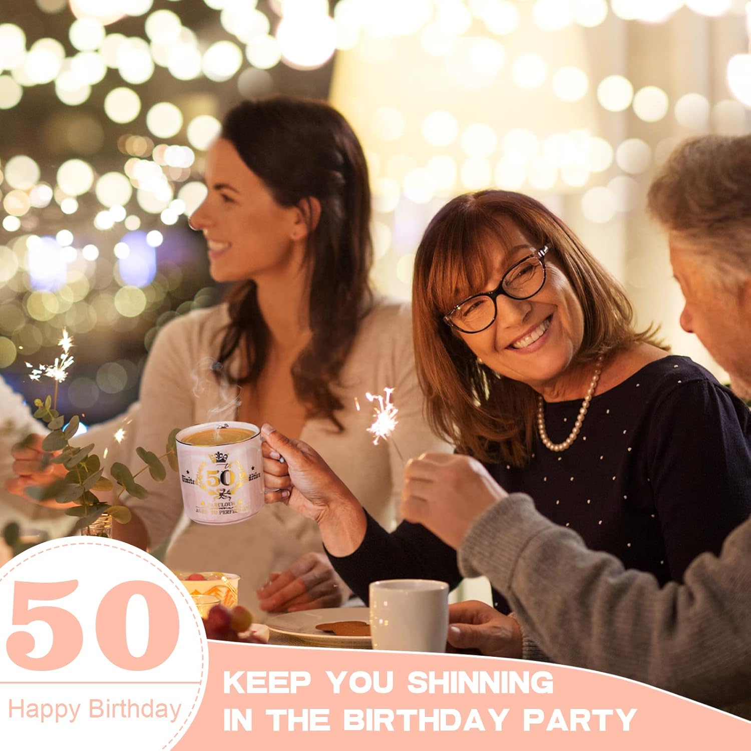 50th Birthday Gifts for Women Her, Fabulous 50 Aged to Perfection, 14oz Gold Pattern Coffee Mug, Cool Gifts Idea for Turning 50 Year old Mom, Wife, Daughter, Sister, Friends, Aunt, Nice Gift Boxed - Image 5