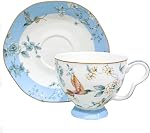 21-Piece Bone China Tea Sets for Adults, Blue and White Porcelain Tea Set for 6, Vintage Floral Tea Set with Teapot, Tea Party Sets for Women or Gift