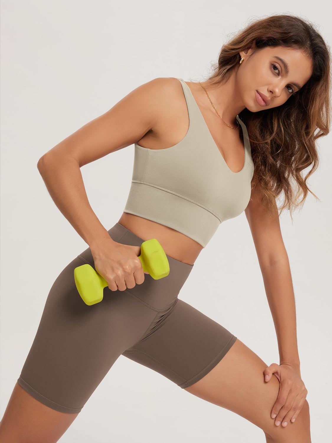 ODODOS Women's Longline U-Back Sports Bra V-Neck Padded Yoga Workout Wirefree Tank Top - Image 3