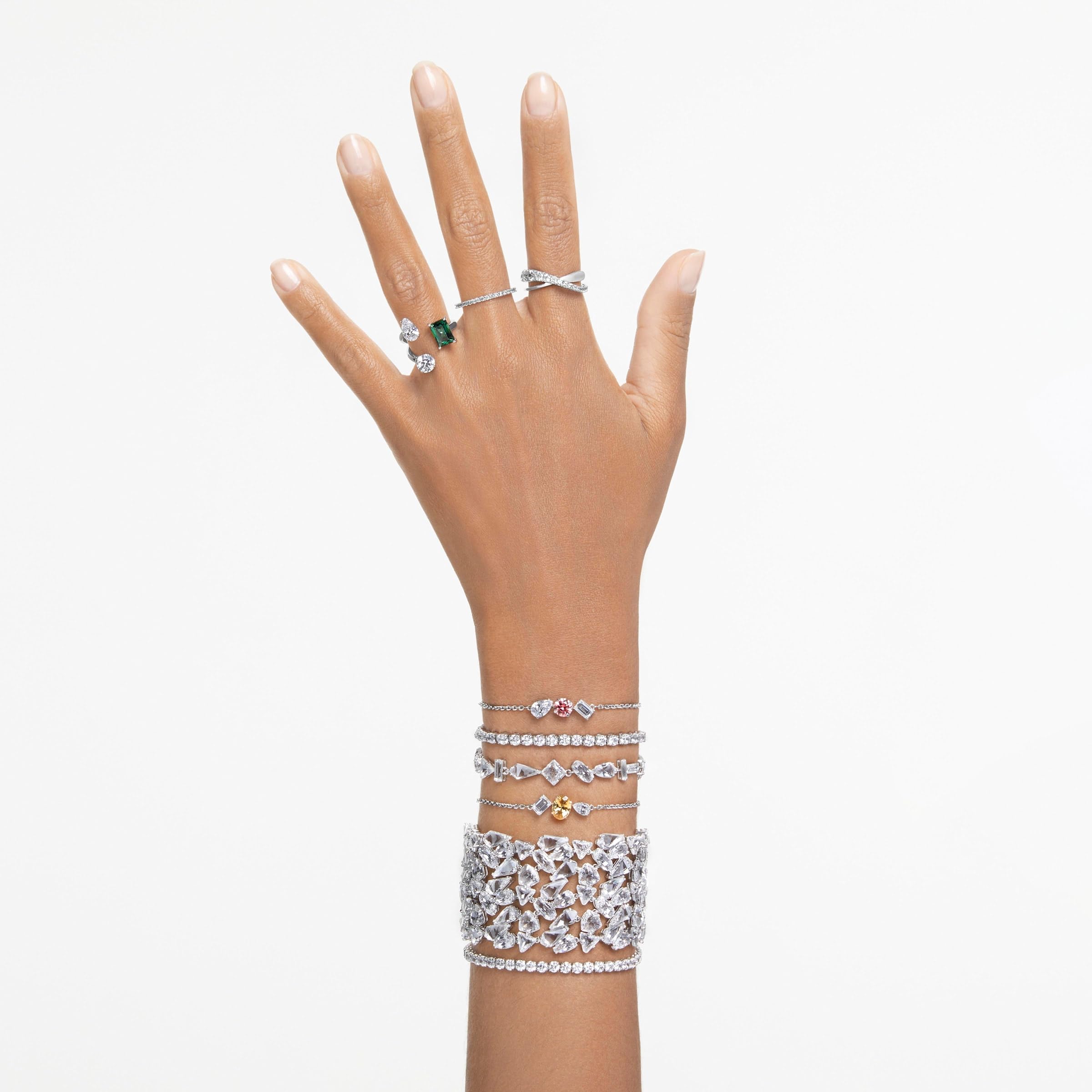 Swarovski Matrix Tennis, Rhodiniertes Armkettchen mit Strahlenden Swarovski Kristallen