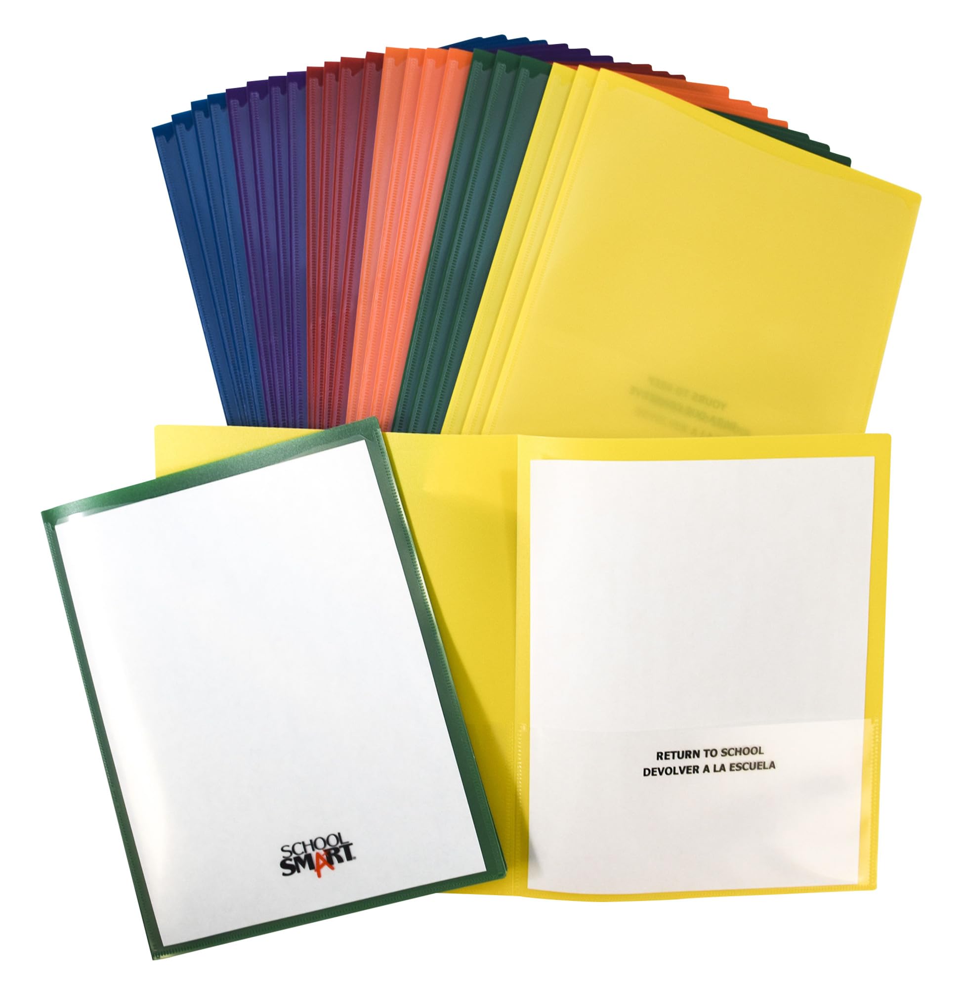 School Smart Take Home Folders, Assorted Colors, Set of 24
