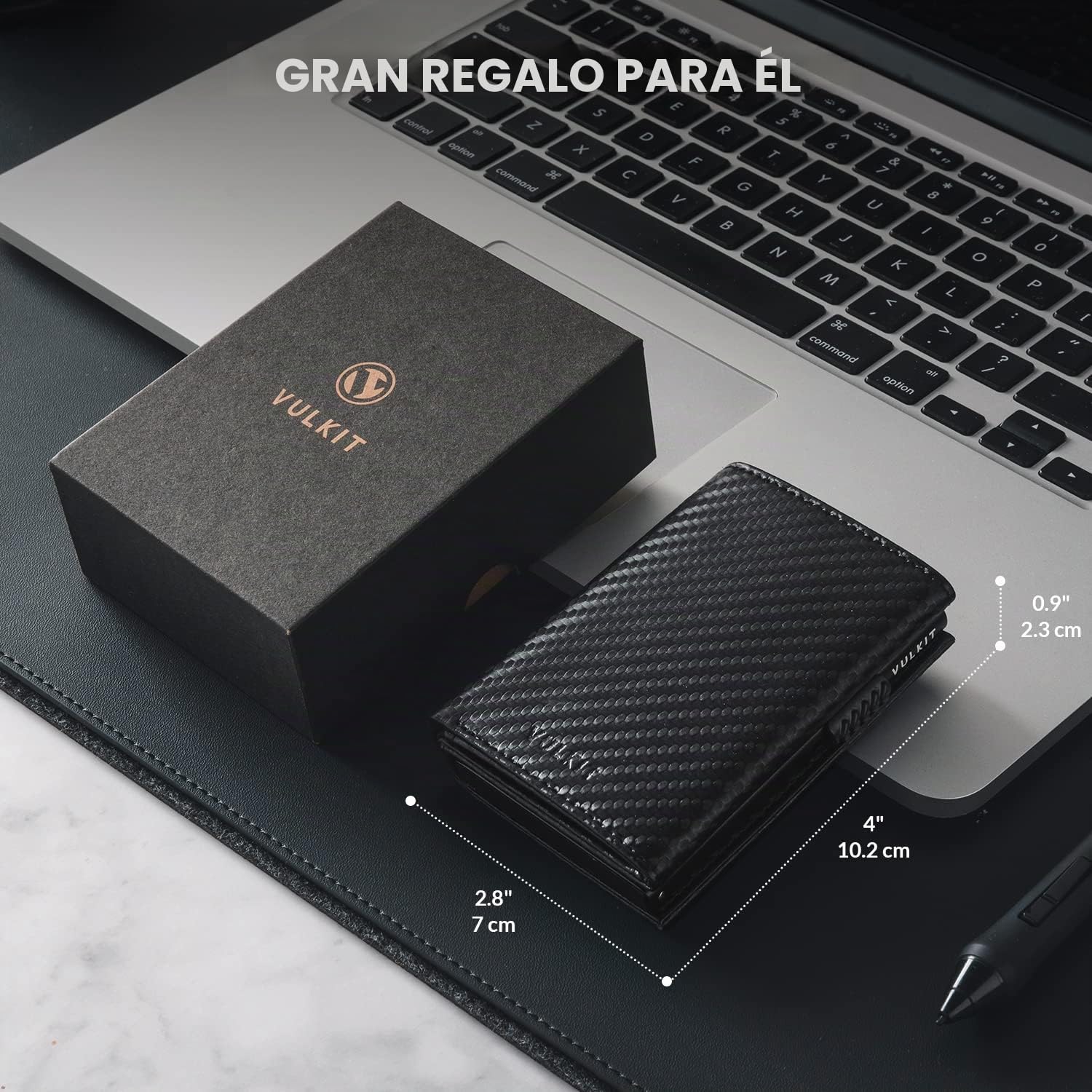 VULKIT Cartera de Tarjetas Pop-up de Cuero Con Bloqueo RFID, Compartimentos de Billetes de Larga Duración, Ventana de Identificación y Sello Magnético