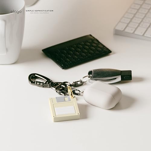 Miniatura 2 de elago Funda de disquete compatible con Apple AirTag, llavero de protección contra caídas (llaves de pista, monederos), Blanco Clásico