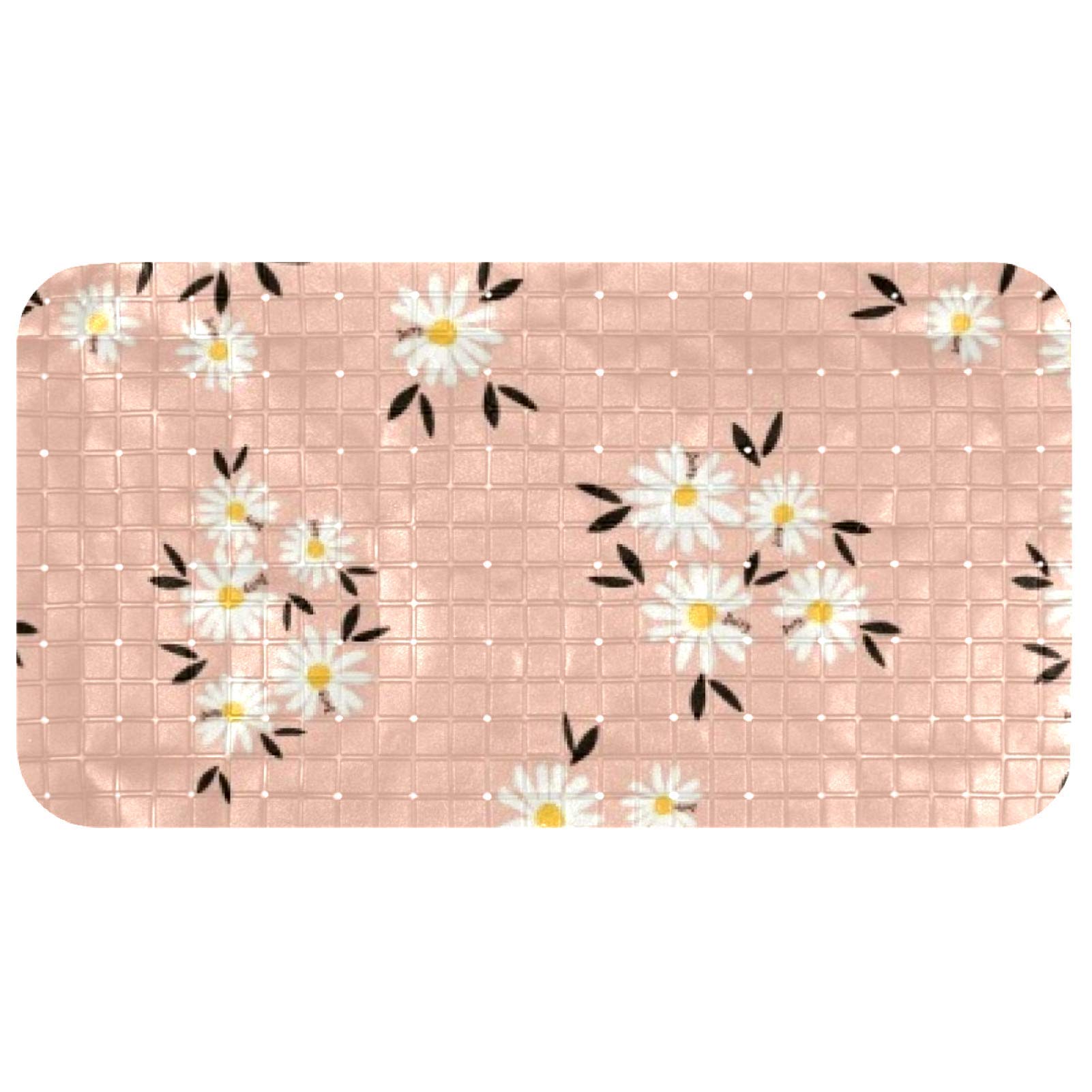 Tapis de bain antidérapant anti-glisse chats fleurs jaunes