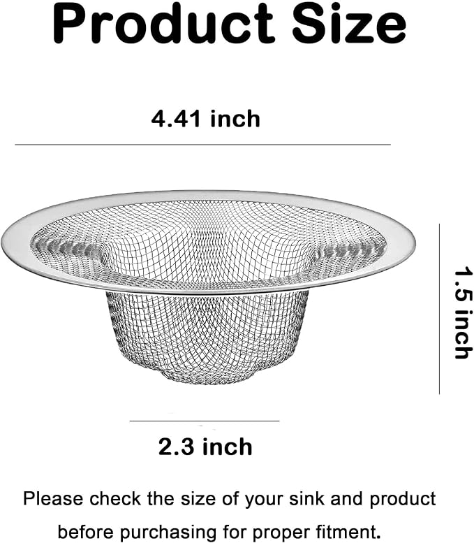 10 Coladores de Malla de Acero Inoxidable para Fregadero de Cocina, 4.41" miniatura 3