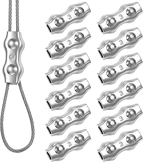 Giantree 12 Pcs M3 Stainless Steel Duplex Wire Rope Clips, 1/8 Inch Wire Fixing Rope Clamp, Doubles Row Double Bolt Cable Clamp, Double Column Wires Ropes Clamps for 3mm Wires Rope