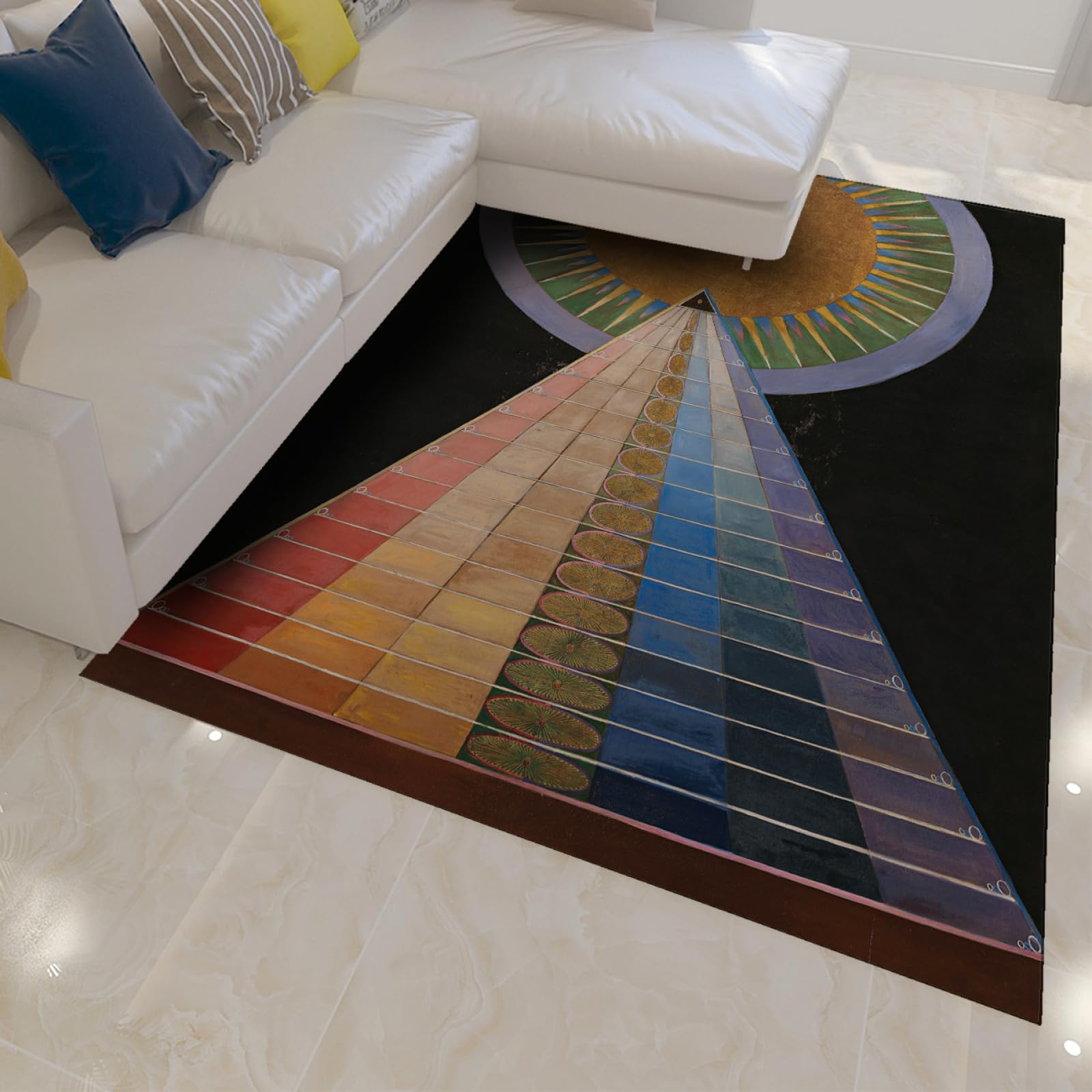 Gradient kolor miękki dywan trójkątna geometria okrągły nadruk dywaniki łatwe do czyszczenia antypoślizgowe dywaniki do nowoczesnej dekoracji domu 150 x 210 cm