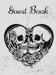 Guest Book: A Beautiful Halloween Wedding Guest Book with Gothic Flowers and Skull Design