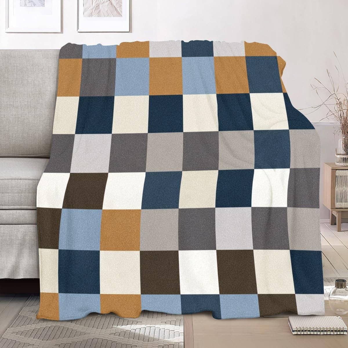 Plaid couverture polaire flanelle à carreaux pour vos soirées cinéma et camping