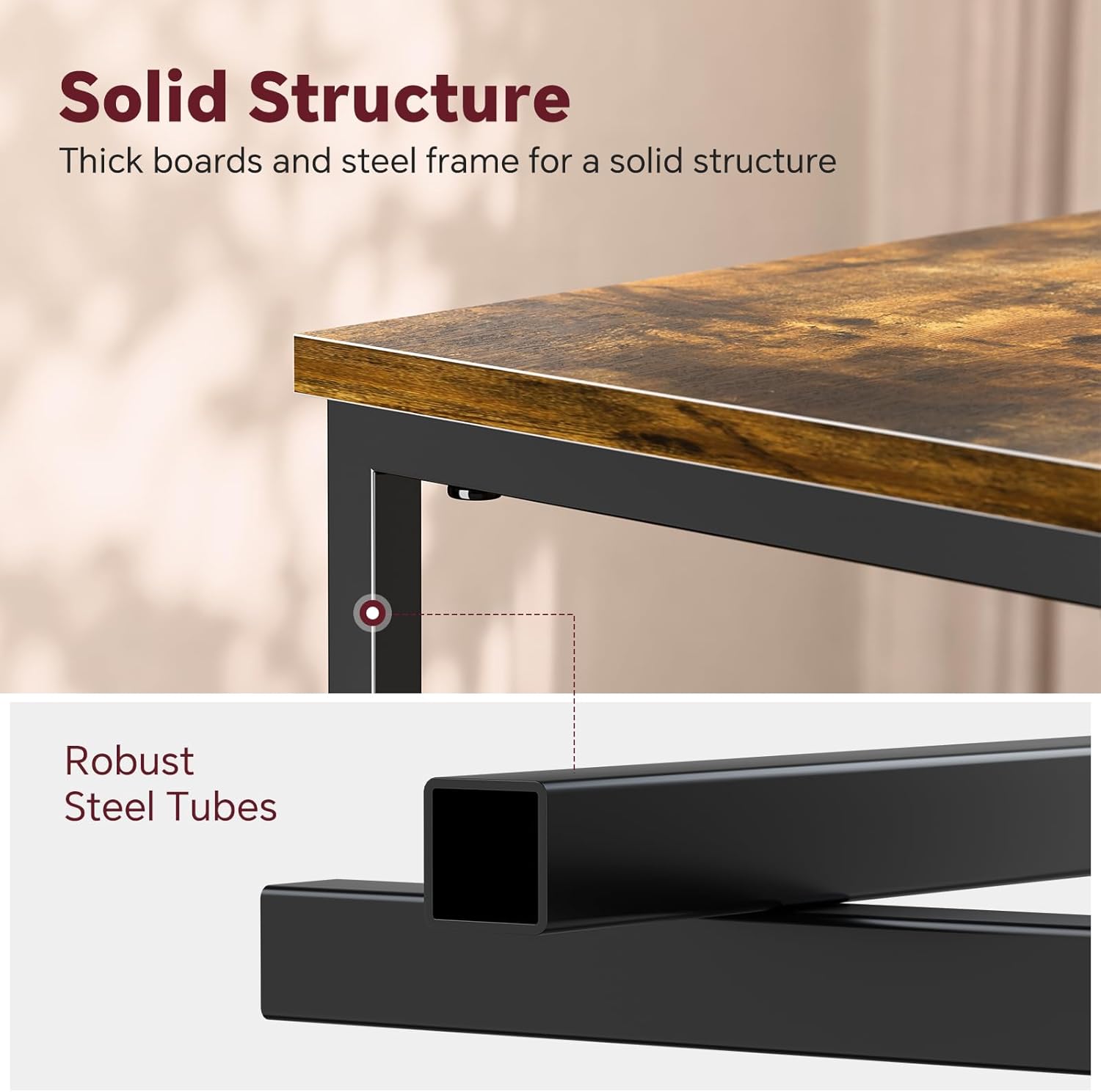 Simple Trending End Table, Nightstand Set of 2, Side Table for Living Room, Bedroom, Rustic Brown