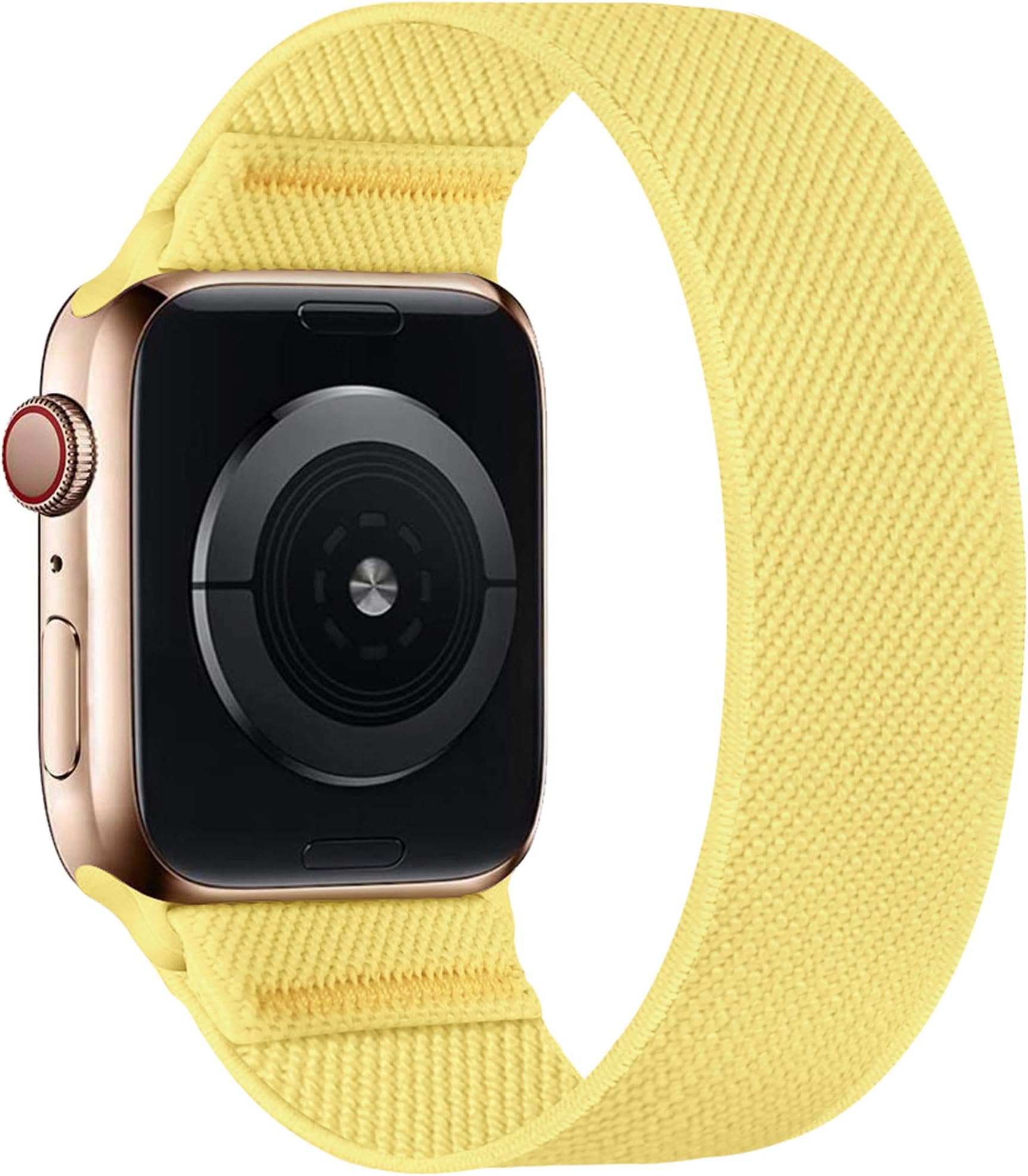 Stretchy Nylon Solo Loop Bands Compatible with Apple Watch 38mm 40mm 42mm 44mm iWatch Series 6 SE 5 4 3 2 1 Strap, Sport Elastic Braided No Buckles Clasps Women Men, 38/40mm S Cream Yellow