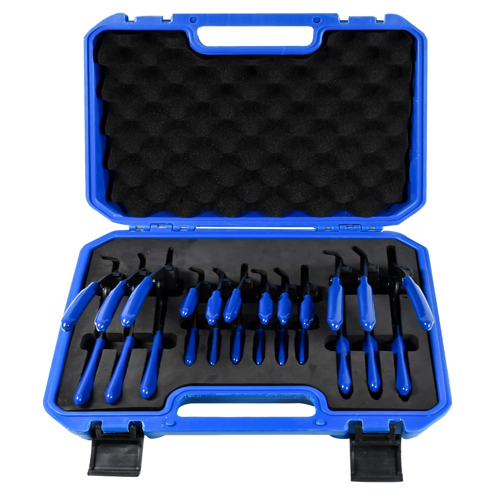 12-Piece Universal Snap Ring Pliers Set – Heavy Duty Fixed Tip, Internal & External, With 0.038" To 0.090" Tips In 0°, 45°, 90° – For Auto, Lawn Mowers, Farm Equipment