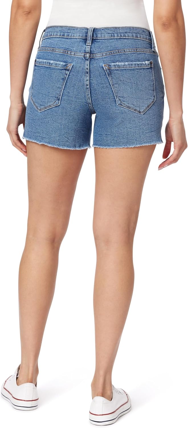 kensie Jeans for Women Ladies Mid Rise Side Rivet Detail Frayed Hem Shorts, Sizes 0-14
