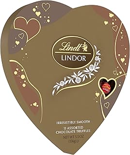 Lindt LINDOR Assorted Chocolate Candy Truffles Heart, Valentine's Day Assorted Chocolate with Truffle Center, 5.5 oz.
