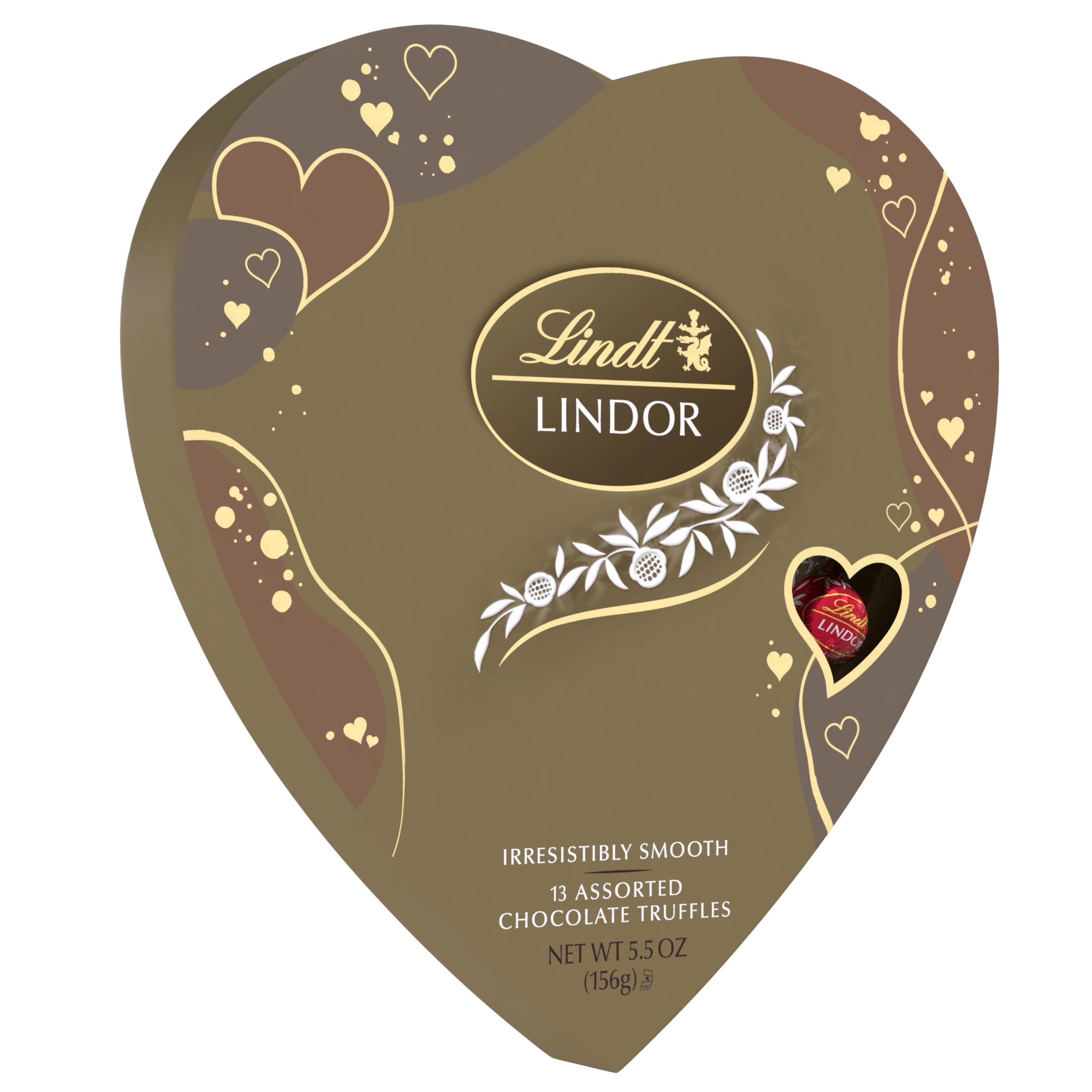 LINDOR Assorted Chocolate Candy Truffles Heart, Valentine's Day Assorted Chocolate with Truffle Center, 5.5 oz.