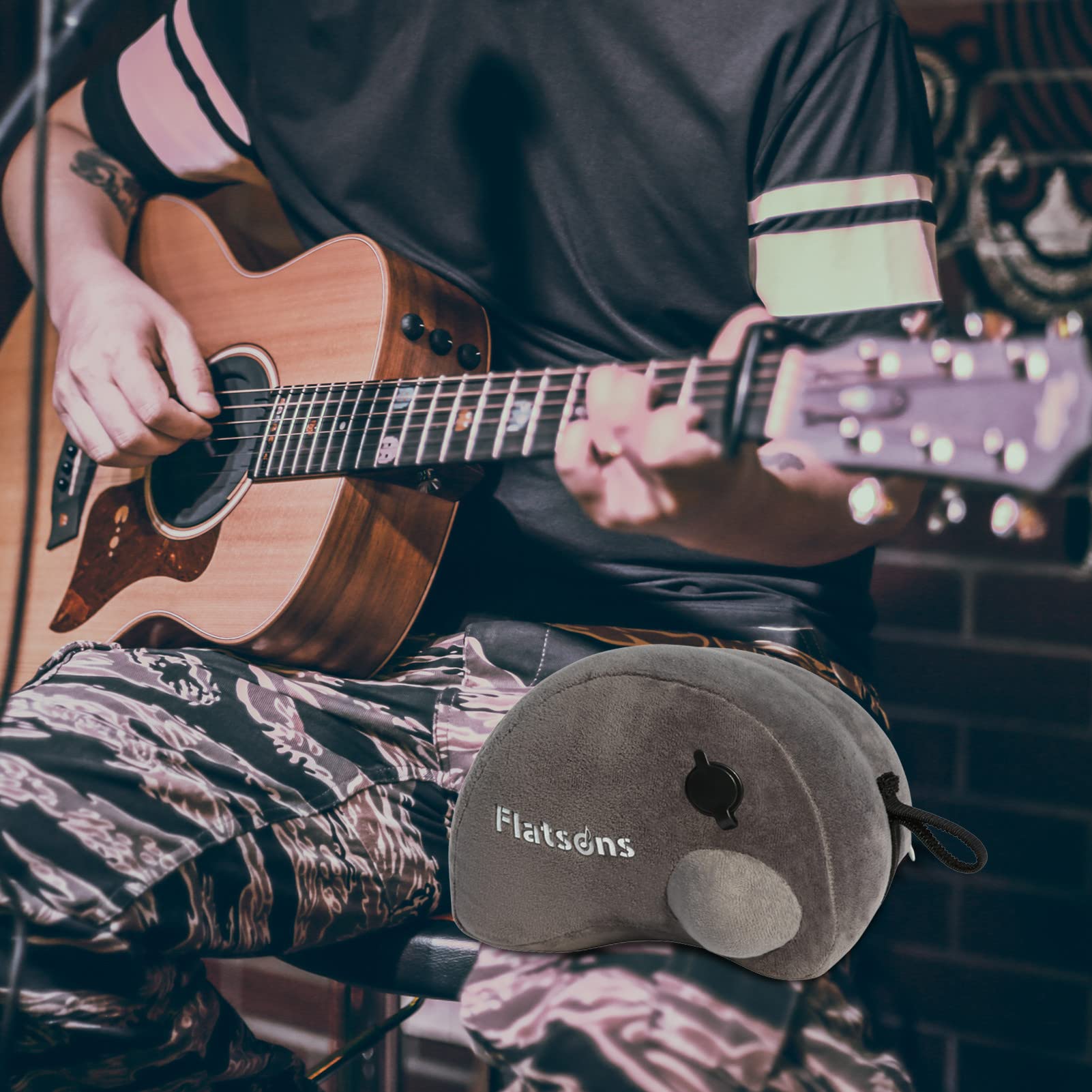 Cuscino per Chitarra Classica - Supporto per Chitarra Acustica Portatile, Grigio, Tessuto, Ergonomico, Comodo