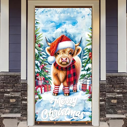 Miniatura 3 de Pancartas de decoración de Navidad, suministros de Feliz Navidad, hay algunos Ho en esta casa, cubierta de puerta de Papá Noel, decoración de puerta