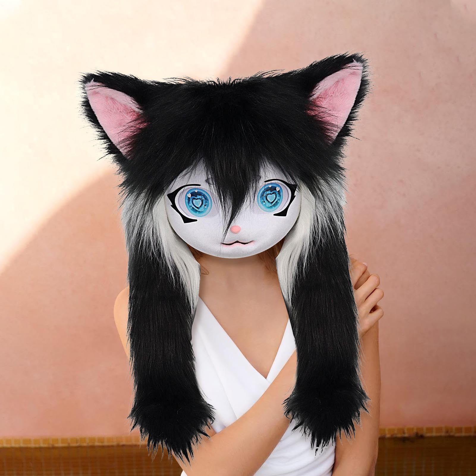 Maschera Testa Pelosa Accessorio Da Travestimento Animale Realistico In | Maschera animale a testa Per Halloween Cosplay Feste E Convention Anime E Spettacoli Teatrali