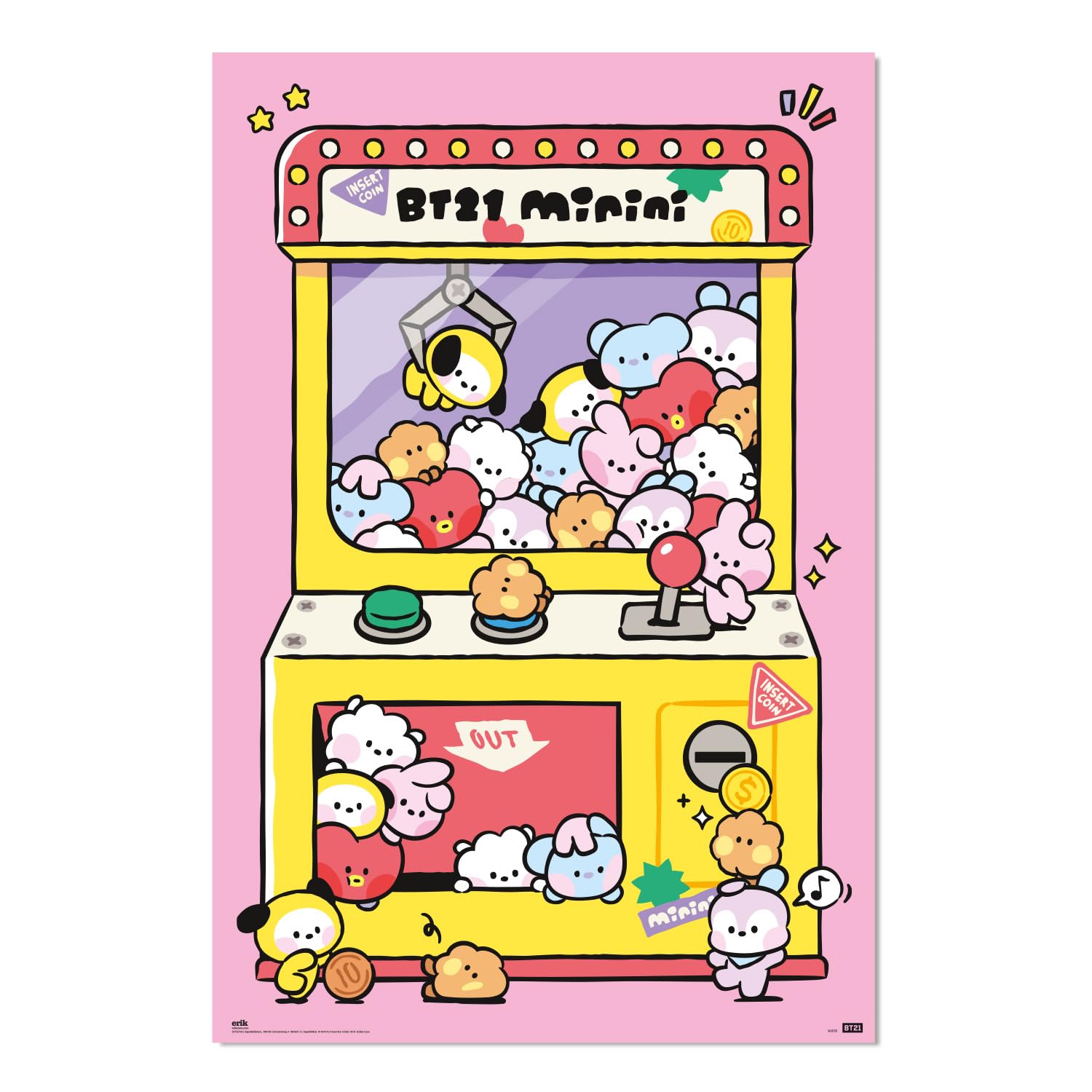 Grupo Erik Poster BT21 Arcade Machine - 36 x 24 inches / 91.5 x 61 cm - Shipped Rolled Up - Cool Posters, Art Poster, Wall Posters & Prints
