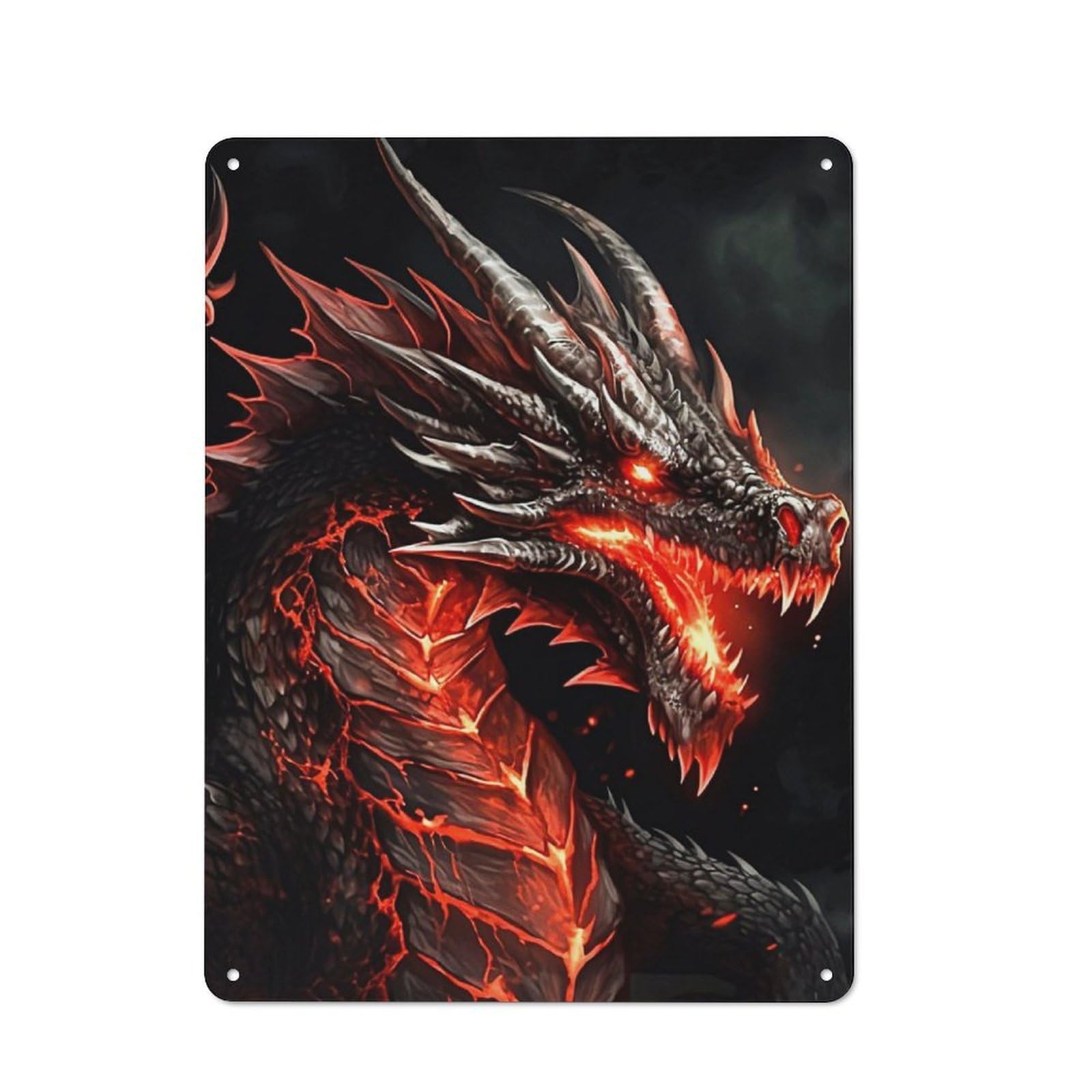 Junmoney Black Dragon Vintage Tin Sign 40X30cm With For Home Office Or Studio, For Home Office Decor Fans Refreshing A Room In Autumn