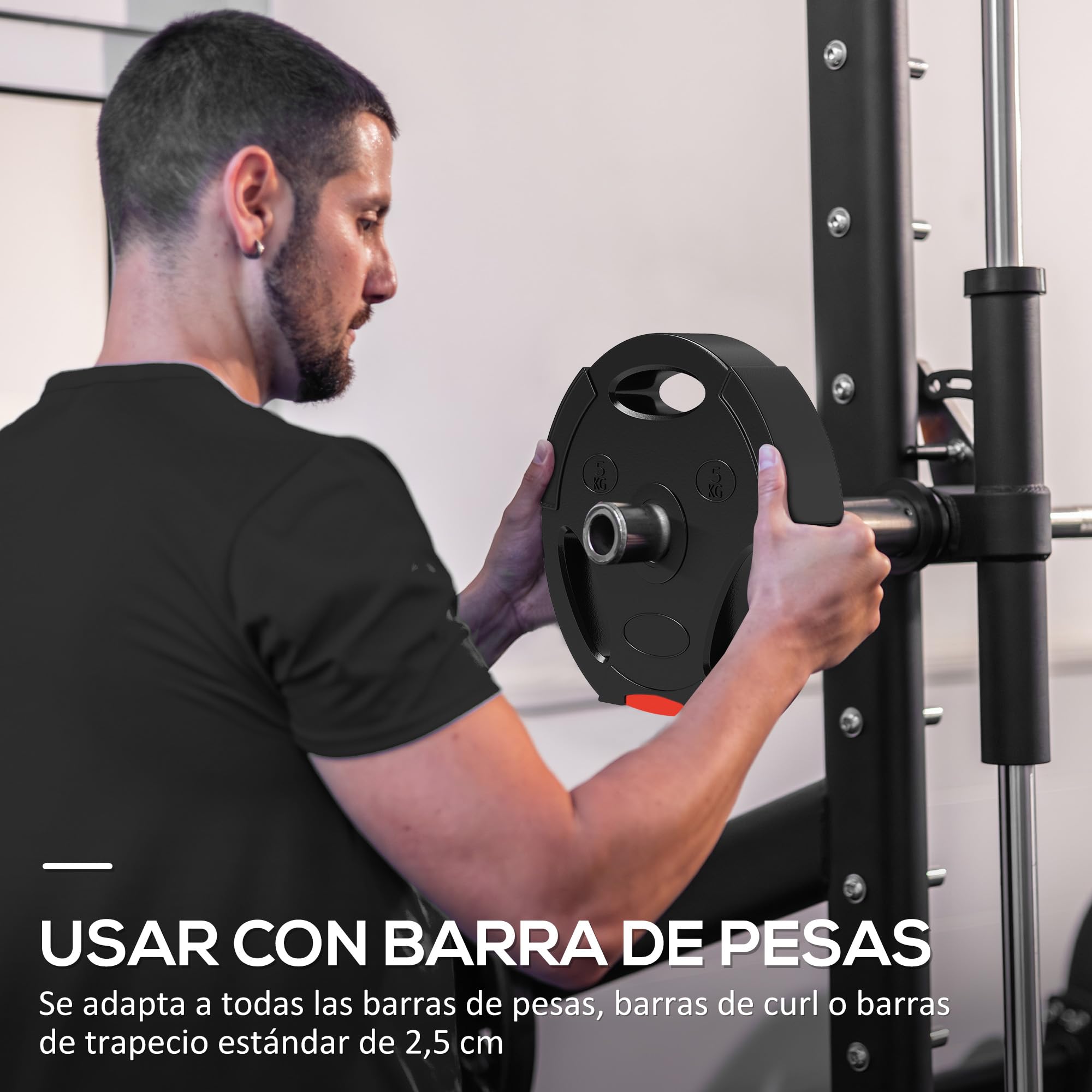 SPORTNOW Juego de Discos Pesas de 4 Piezas Discos de Pesas Total 15 kg a 30 kg 2x5 kg 2x2,5 kg/2x7,5 kg 2x5 kg/2x10 kg 2x5 kg con Orificios de 25 mm para Mancuernas Barras Entrenamiento Casa Gimnasio