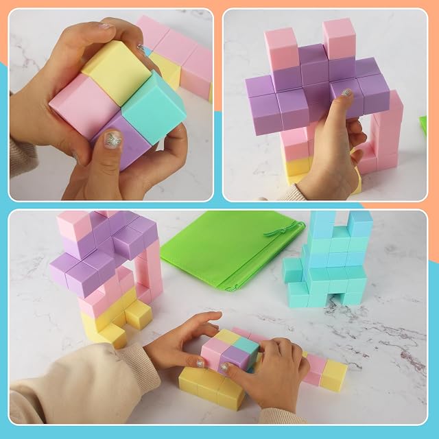 Foto 6 de 7 de Bloques Magnéticos Construcción Niños 80 Piezas, Juego Magnetic Blocks Montessori