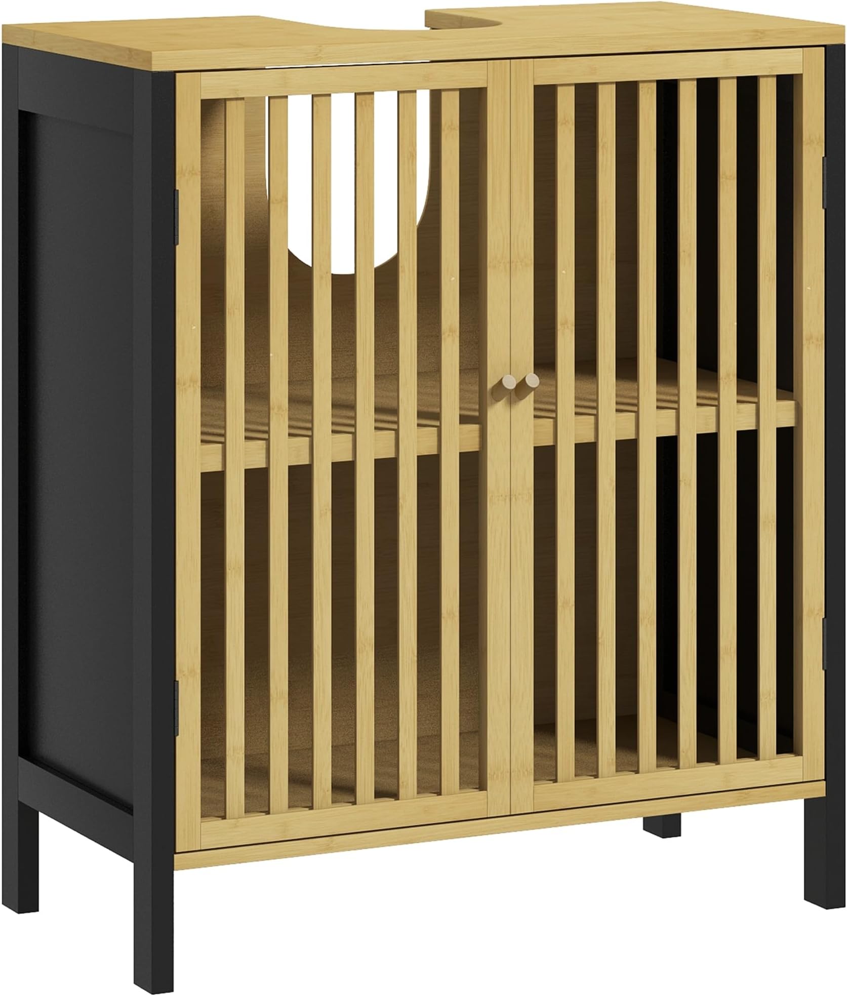 Mobile Sottolavabo Per Bagno - Armadietto 2 Ante Con Ripiano, Legno E Metallo, 60x30x60 Cm - Foto 5