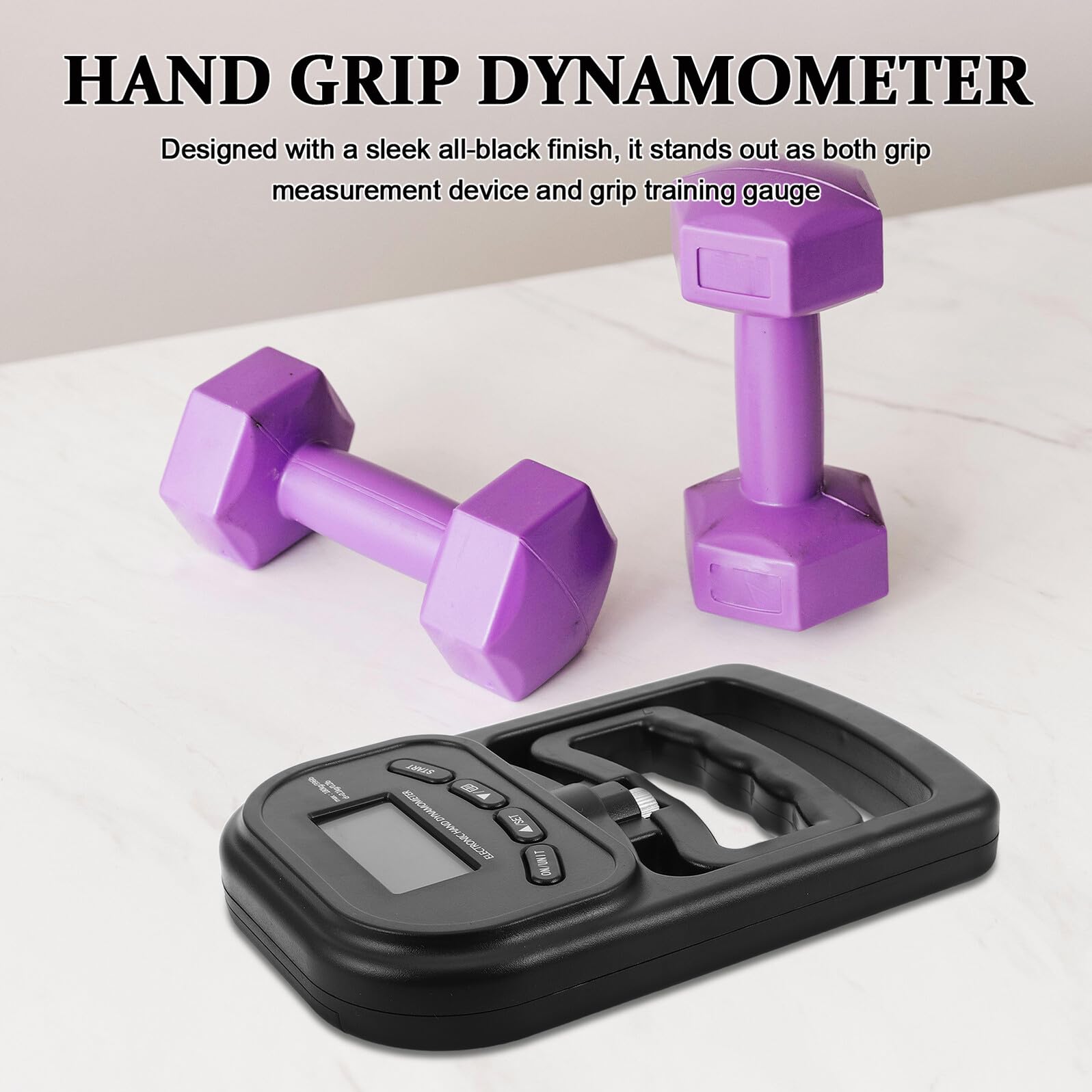 Healeved Dinamometro a Impugnatura Ricaricabile Digitale 180 Kg con Display Lcd, Tester Portatile per Forza di Presa Mano, Dispositivo per Allenamento Forza in Palestra e Riabilitazione