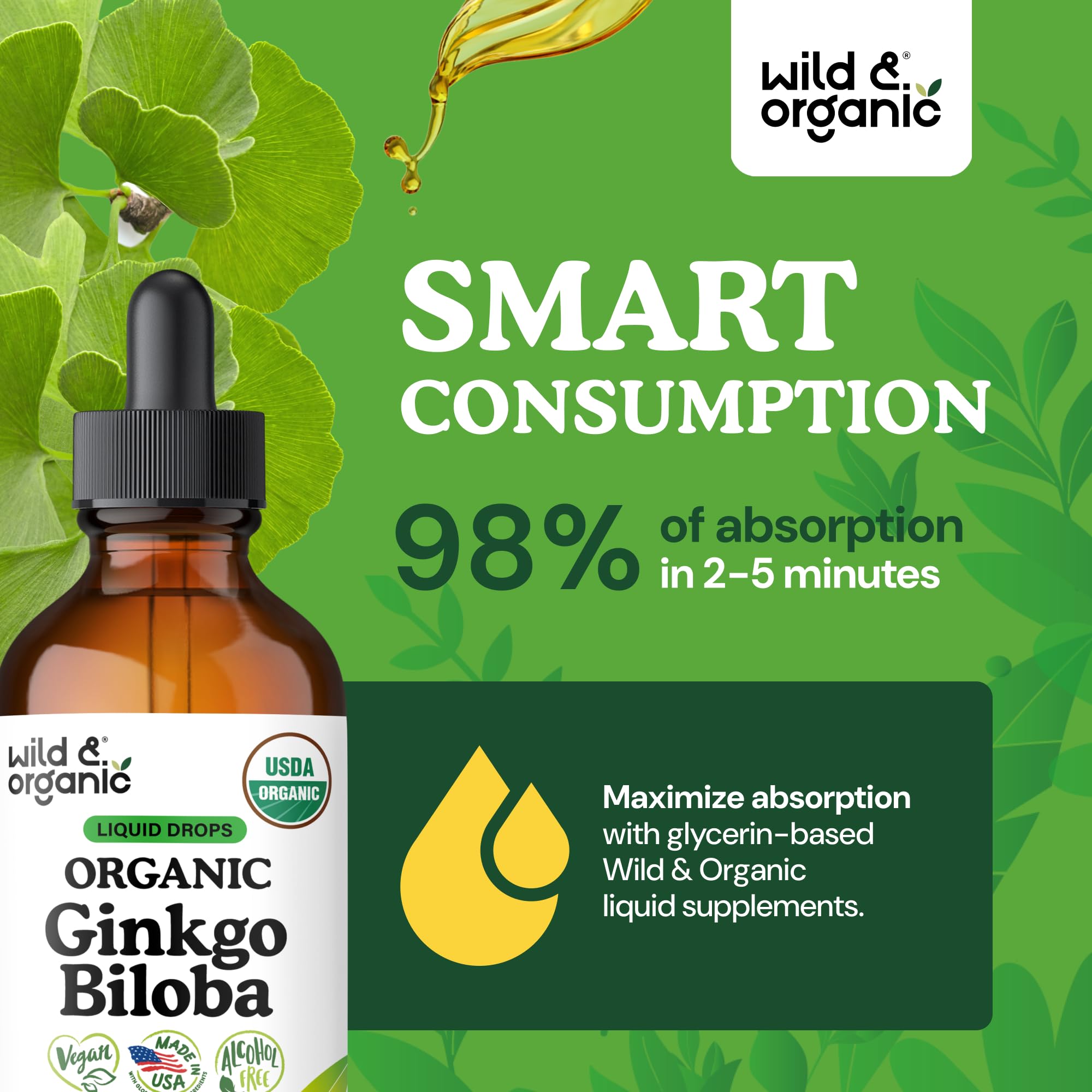 USDA Organic Ginkgo Biloba Extract Drops - Brain & Focus Support - 4 oz — Amazon image 4