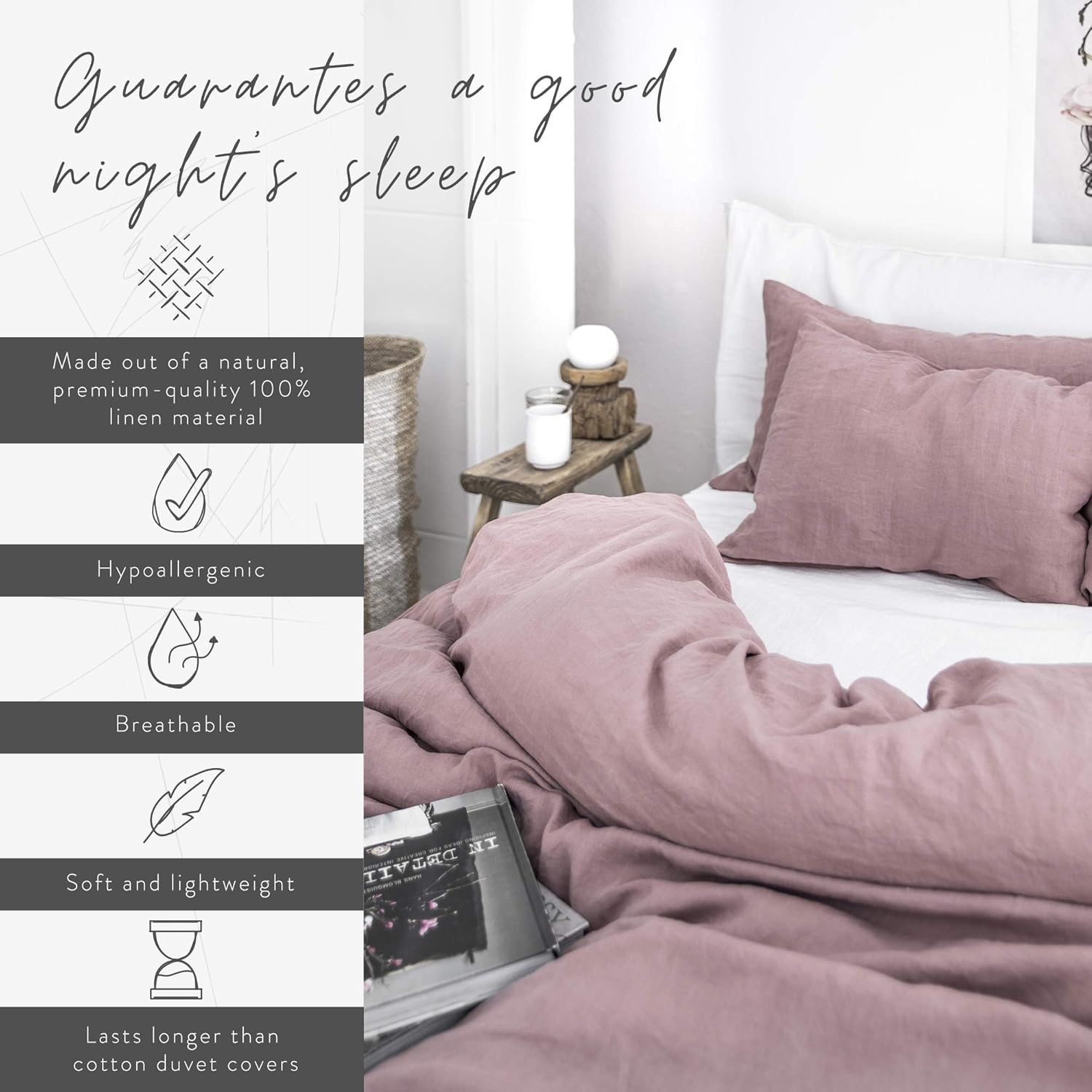 MagicLinen Linen Duvet Cover - Duvet Cover for King Size Bed - Linen Bedding - Natural Color - King Size : Home & Kitchen